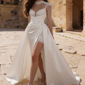 Robe de mariée MONICA LORETTI 8424 Fulvia+overskirt 9902