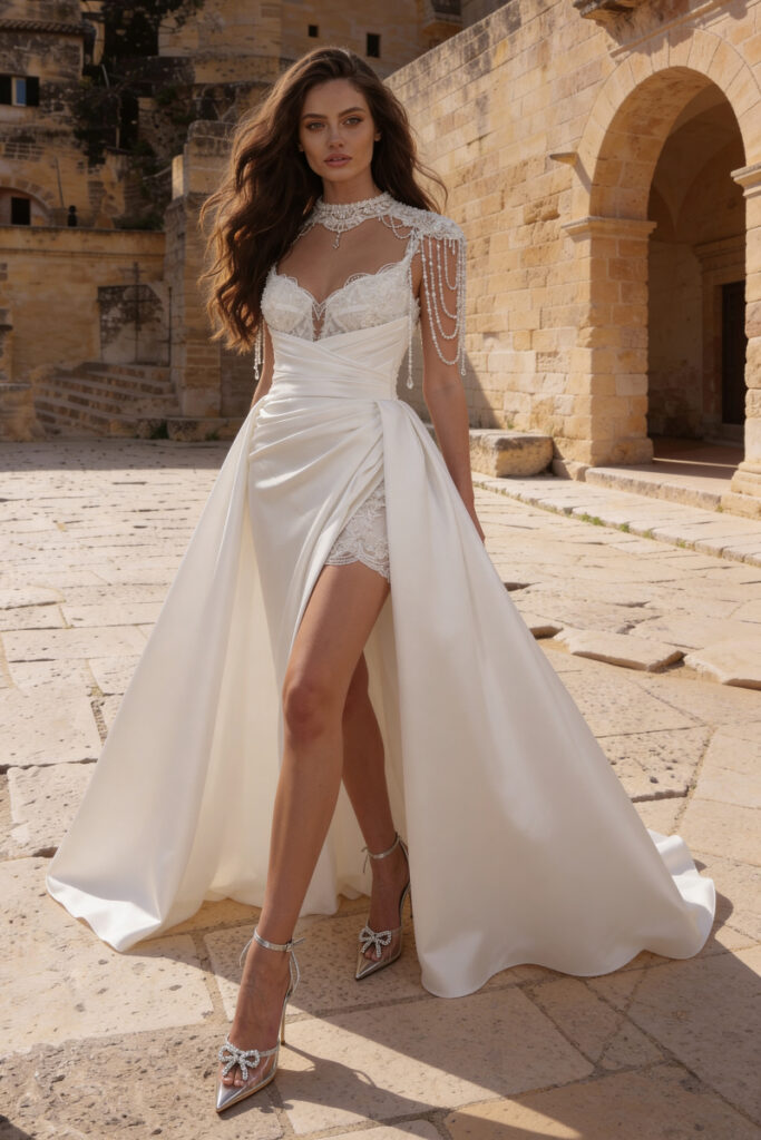 Robe de mariée MONICA LORETTI 8424 Fulvia+overskirt 9902