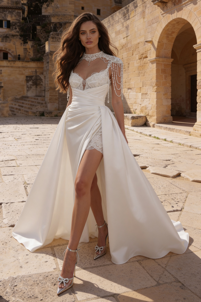 Robe de mariée MONICA LORETTI 8424 Fulvia+overskirt 9902
